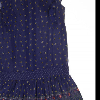 Monsoon Womens Blue Geometric  A-Line  Size 10