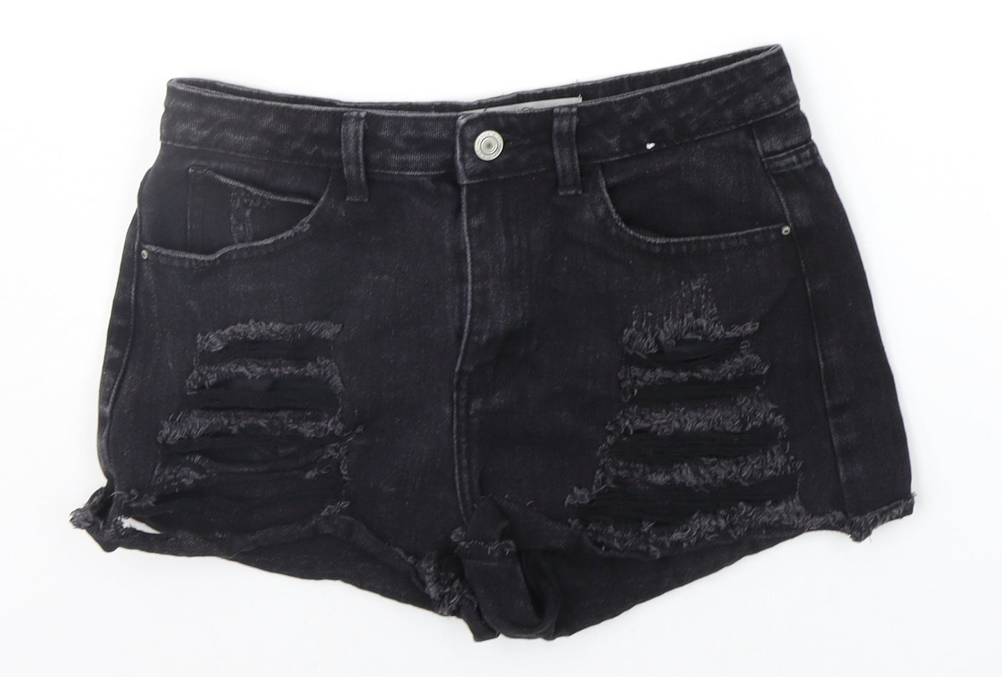 Denim & Co. Womens Black   Chino Shorts Size 10 - DISTRESSED