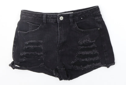 Denim & Co. Womens Black   Chino Shorts Size 10 - DISTRESSED