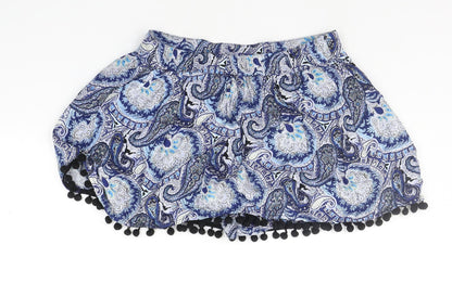 Select Womens Blue Geometric  Cut-Off Shorts Size 10