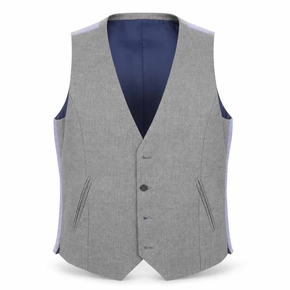 Front view of Butler & Webb men’s grey jacket suit waistcoat, size M