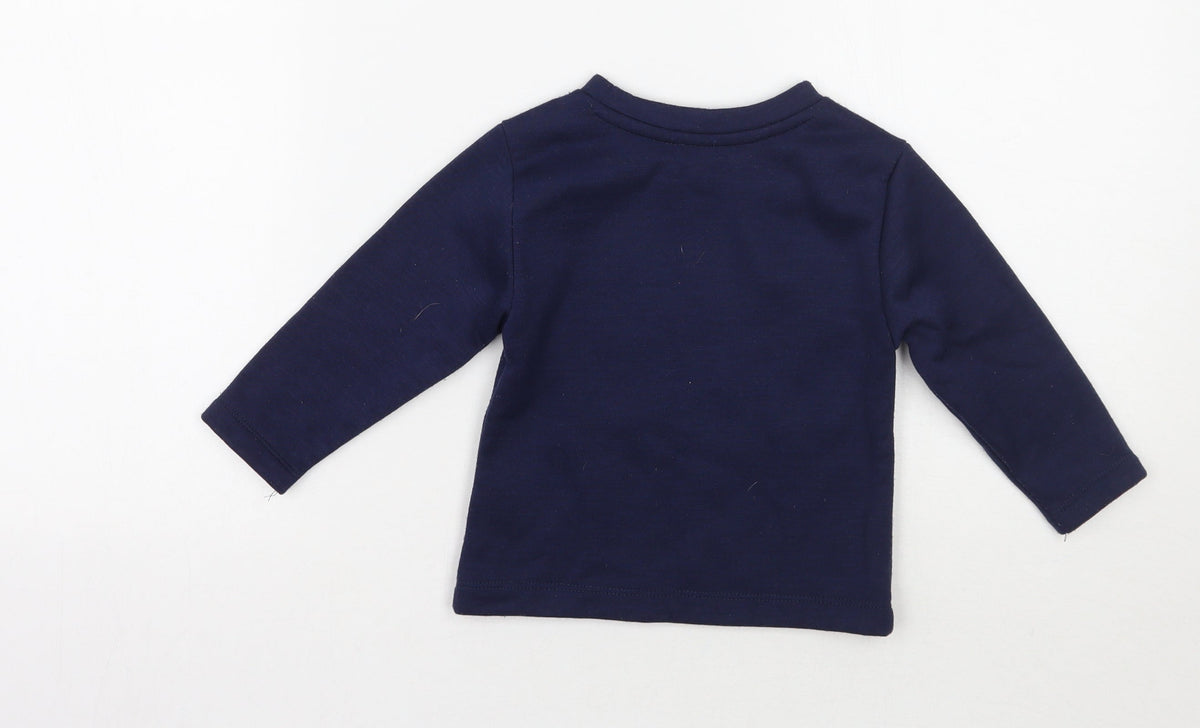 Back view of Reebok boys’ blue jumper, size 18-24, months
