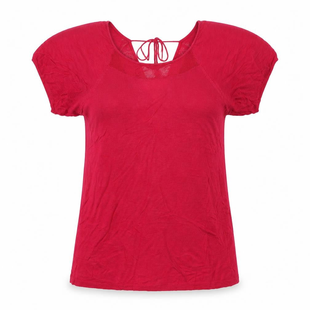 Front view of Mystic women’s pink basic t-shirt, size L