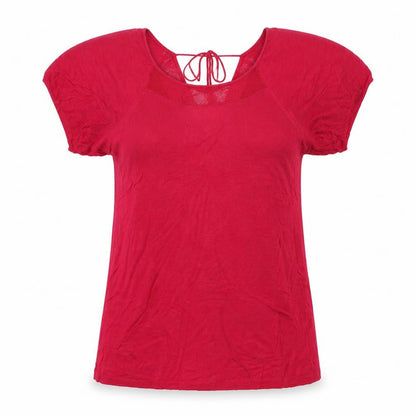 Front view of Mystic women’s pink basic t-shirt, size L