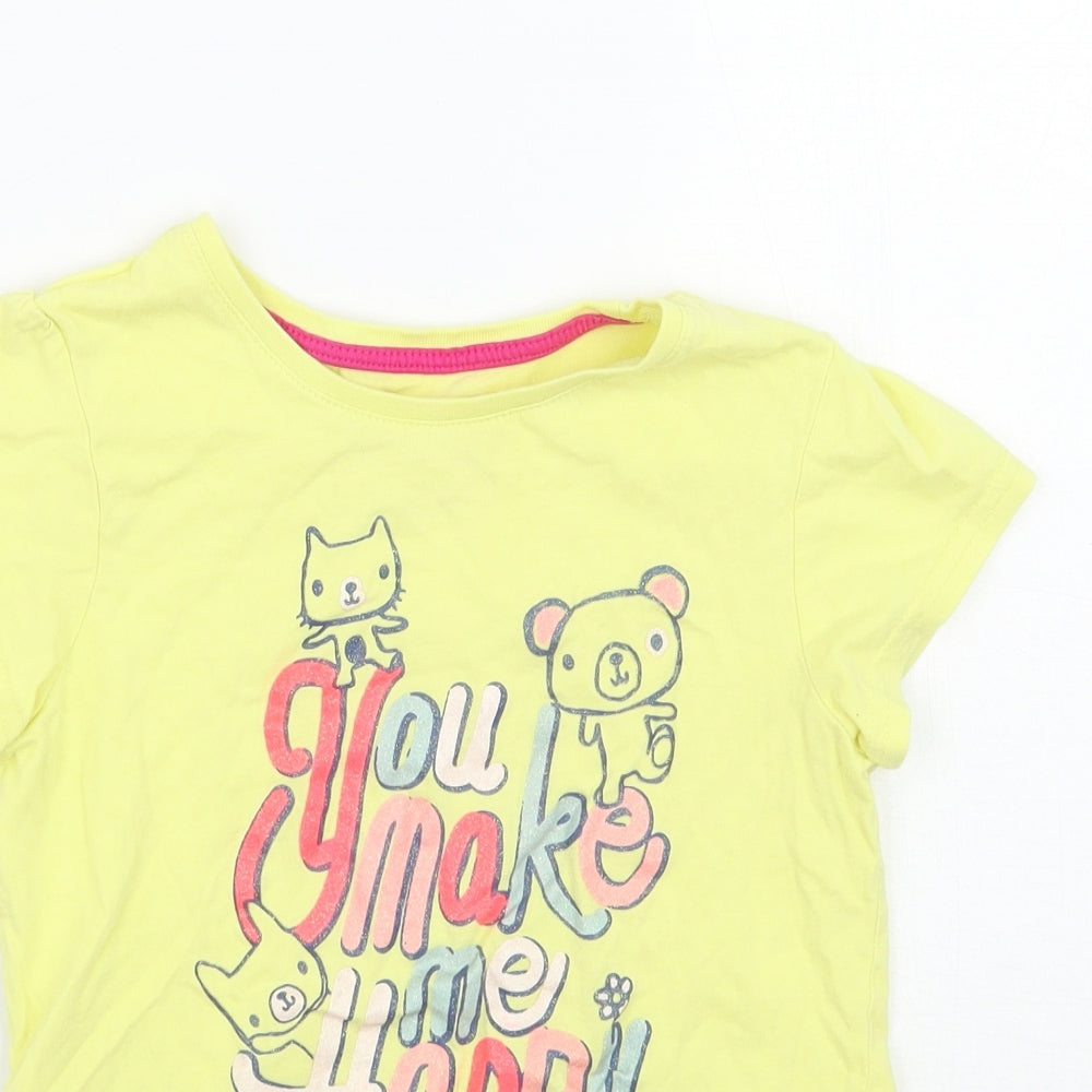 Young Dimension Girls Yellow Animal Print  Basic T-Shirt Size 7-8 Years