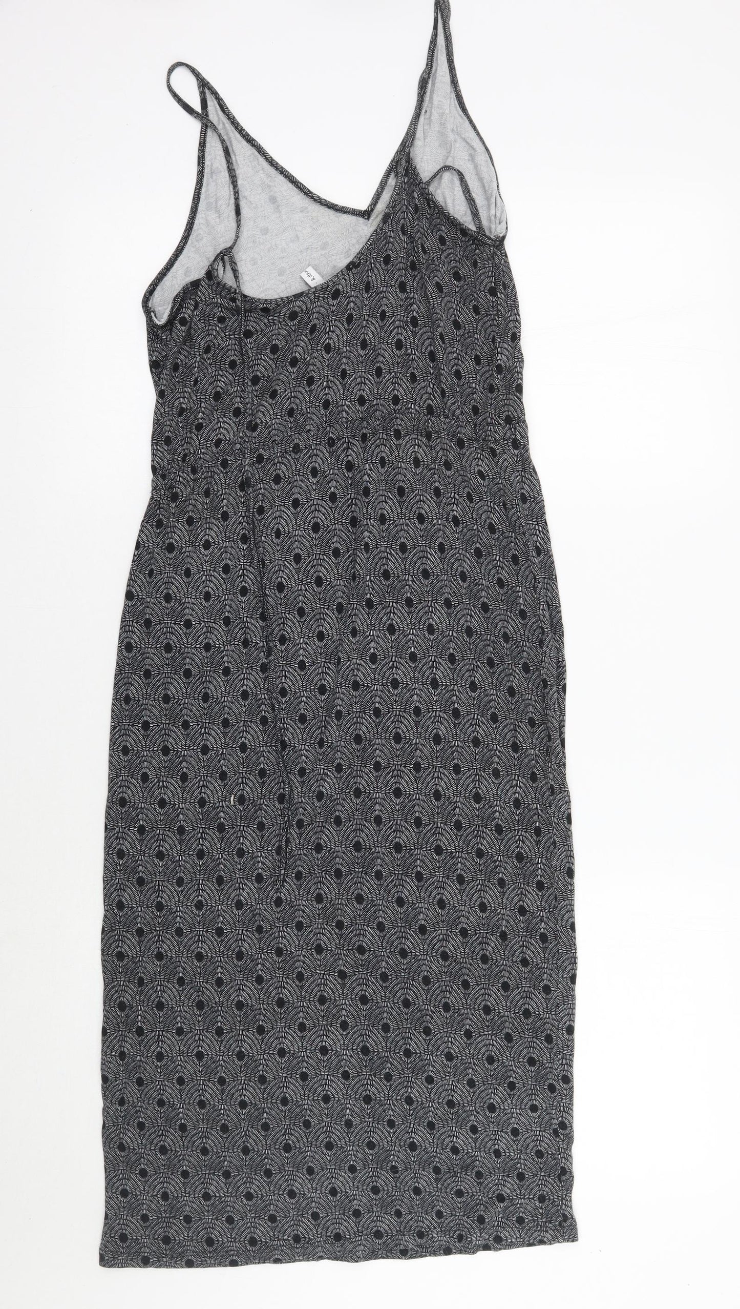 Preworn Womens Black Geometric  A-Line  Size 8