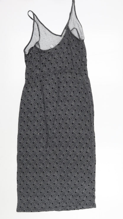 Preworn Womens Black Geometric  A-Line  Size 8