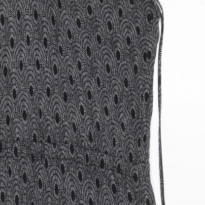 Preworn Womens Black Geometric  A-Line  Size 8