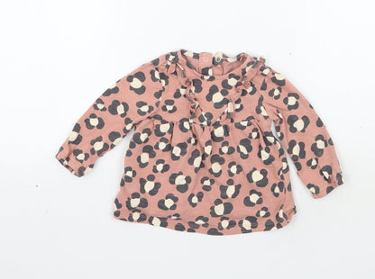 TU Girls Pink Animal Print  Basic T-Shirt Size 6-9 Months