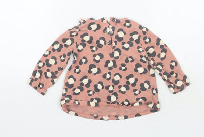 TU Girls Pink Animal Print  Basic T-Shirt Size 6-9 Months