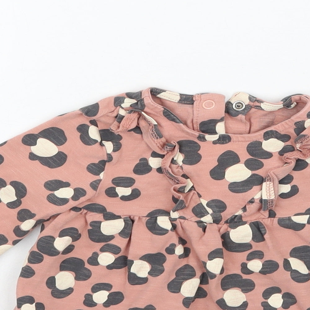 TU Girls Pink Animal Print  Basic T-Shirt Size 6-9 Months
