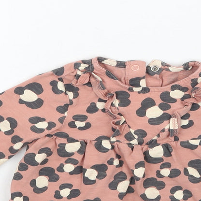 TU Girls Pink Animal Print  Basic T-Shirt Size 6-9 Months