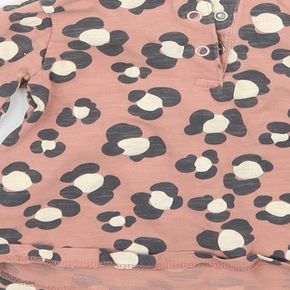 TU Girls Pink Animal Print  Basic T-Shirt Size 6-9 Months