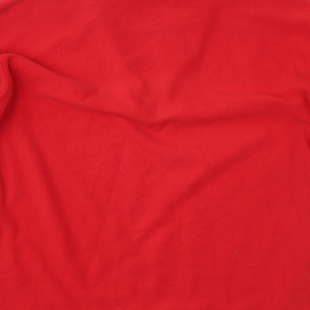 Brand and care label for Manbi men’s red jumper, size M