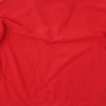 Brand and care label for Manbi men’s red jumper, size M