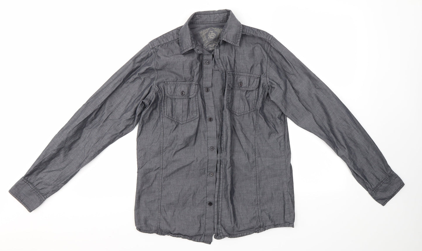 Primark Mens Grey    Button-Up Size S