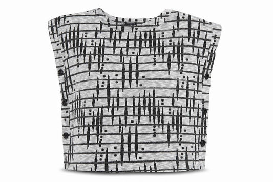Front view of Saloos women’s grey check basic blouse, size L