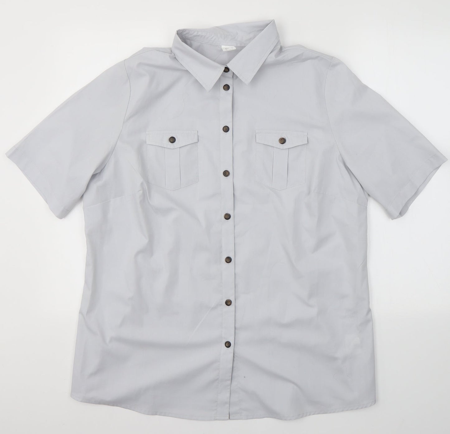 Womens UK Size 20 Preworn Grey Basic Button-Up