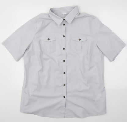 Womens UK Size 20 Preworn Grey Basic Button-Up