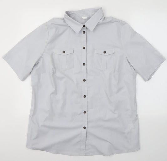 Womens UK Size 20 Preworn Grey Basic Button-Up