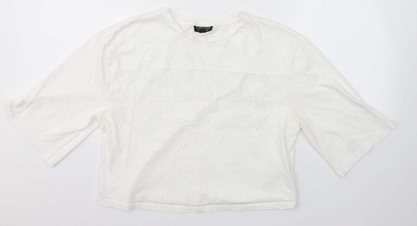 Womens UK Size 10 Topshop White Basic Blouse