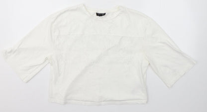 Womens UK Size 10 Topshop White Basic Blouse