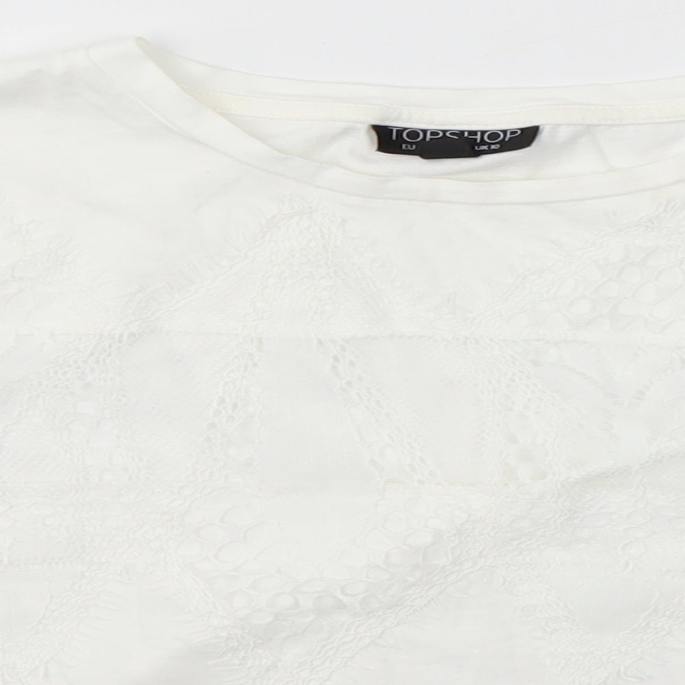 Womens UK Size 10 Topshop White Basic Blouse
