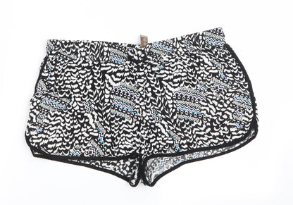 Denim Co Womens Black Animal Print  Paperbag Shorts Size 12