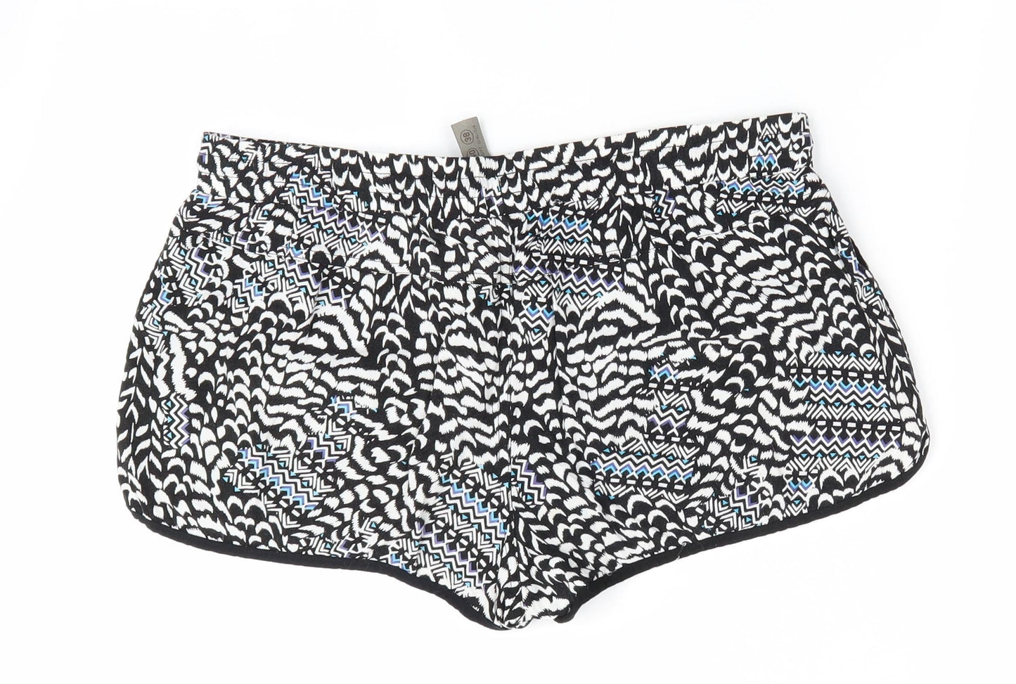 Denim Co Womens Black Animal Print  Paperbag Shorts Size 12