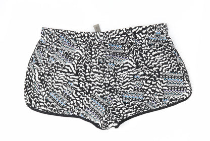 Denim Co Womens Black Animal Print  Paperbag Shorts Size 12
