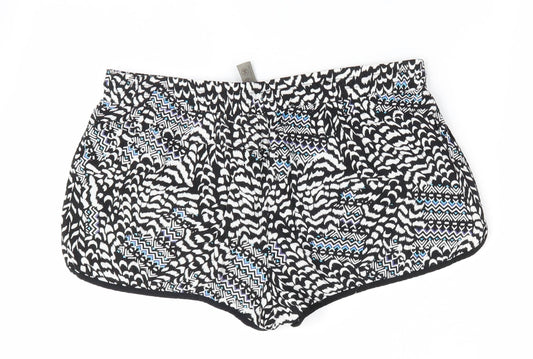 Denim Co Womens Black Animal Print  Paperbag Shorts Size 12