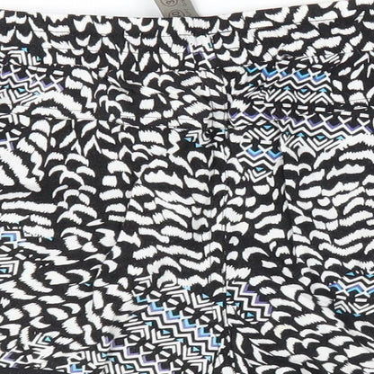 Denim Co Womens Black Animal Print  Paperbag Shorts Size 12