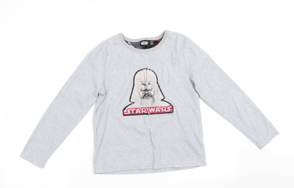 Star Wars by Primark Boys Grey Solid Fleece  Pyjama Top Size 9-10 Years  - Star Wars