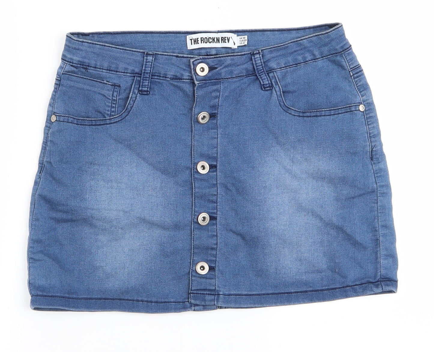 The Rockn Rev Womens Blue  Denim Mini Skirt Size 10