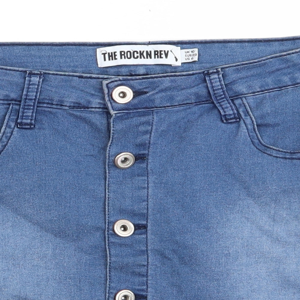 The Rockn Rev Womens Blue  Denim Mini Skirt Size 10