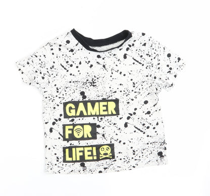 George Boys Black Animal Print  Basic T-Shirt Size 6-7 Years  - Gamer for Life