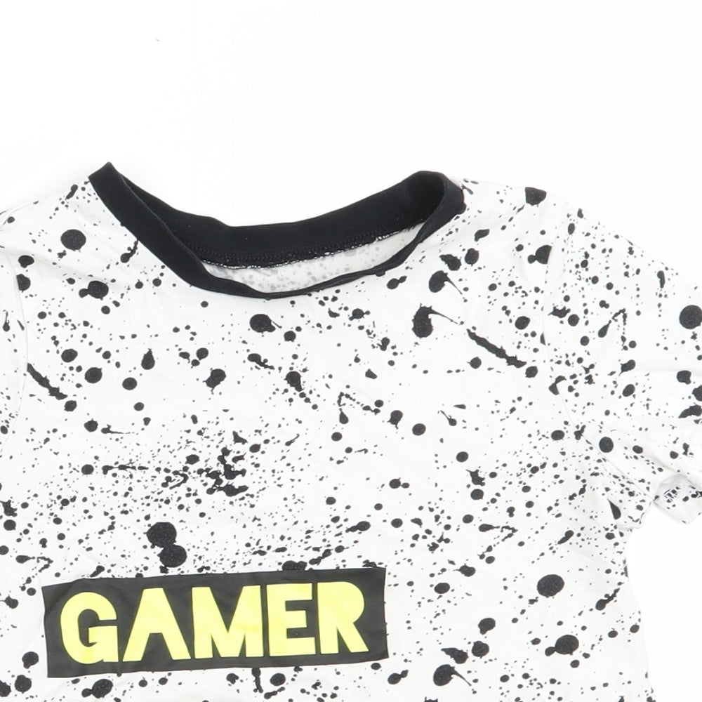 George Boys Black Animal Print  Basic T-Shirt Size 6-7 Years  - Gamer for Life