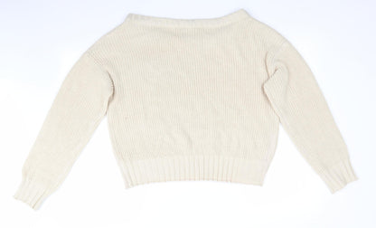 Womens UK Size M Nasty Gal Beige Pullover Jumper
