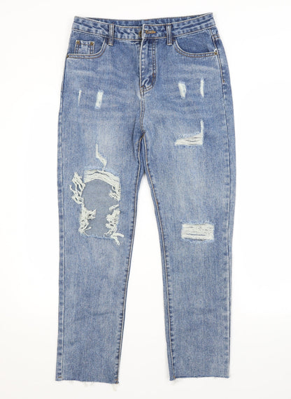 Womens UK Size L Preworn Regular Fit Straight Blue Jeans