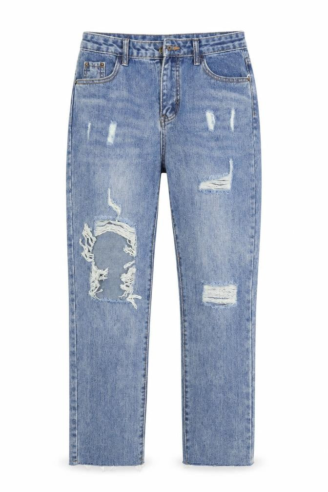Womens UK Size L Preworn Regular Fit Straight Blue Jeans