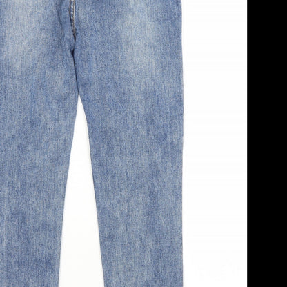 Womens UK Size L Preworn Regular Fit Straight Blue Jeans