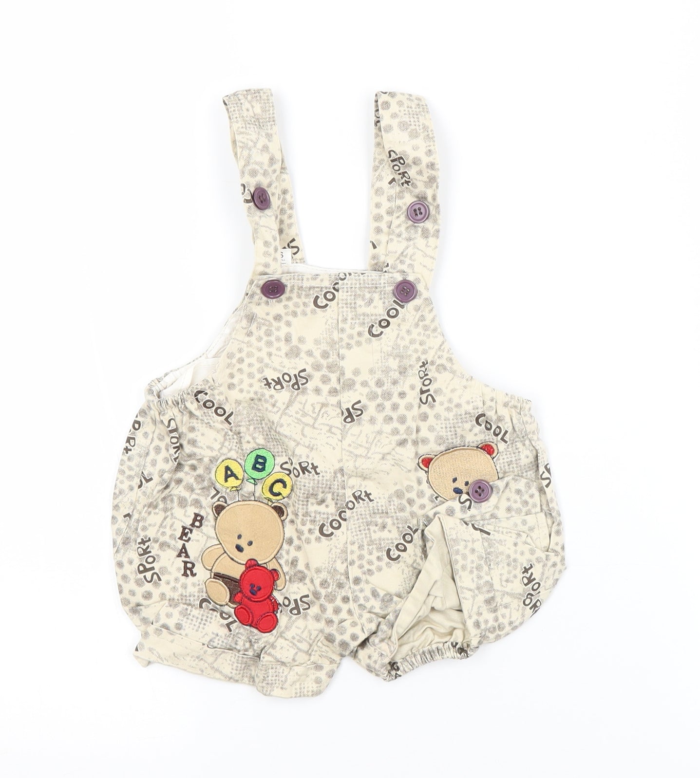 Preworn Baby Beige Spotted  Dungaree One-Piece