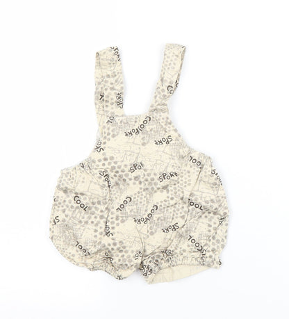 Preworn Baby Beige Spotted  Dungaree One-Piece