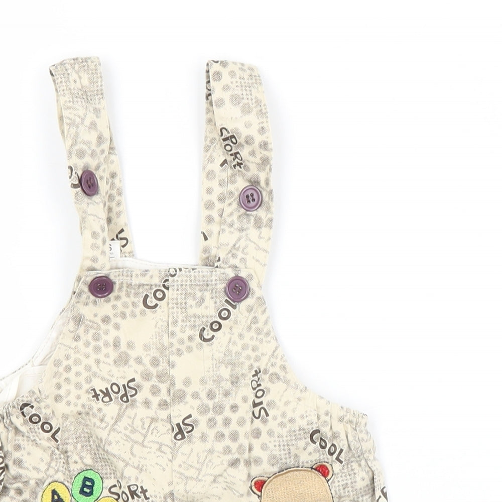 Preworn Baby Beige Spotted  Dungaree One-Piece