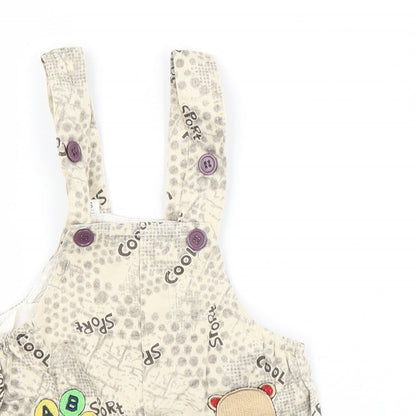 Preworn Baby Beige Spotted  Dungaree One-Piece