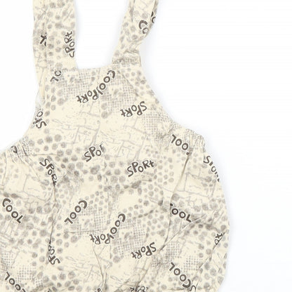 Preworn Baby Beige Spotted  Dungaree One-Piece
