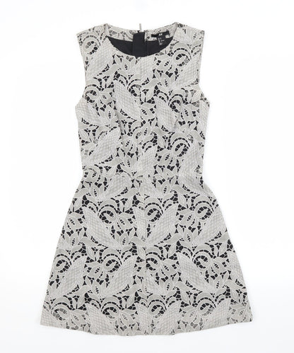 H&M Womens Grey Floral  A-Line  Size 6