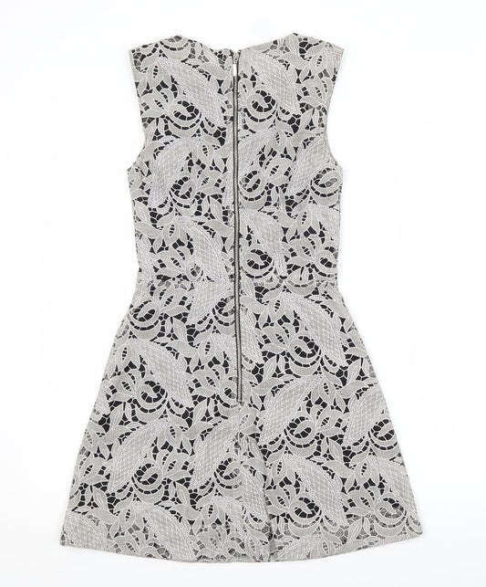 H&M Womens Grey Floral  A-Line  Size 6