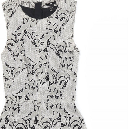 H&M Womens Grey Floral  A-Line  Size 6