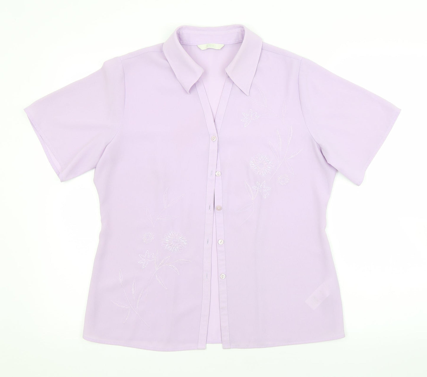 M&S Womens Purple Floral  Basic Button-Up Size 10